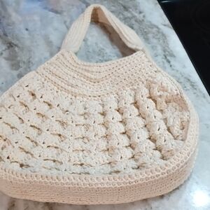 Elegant Cream Crochet Handbag